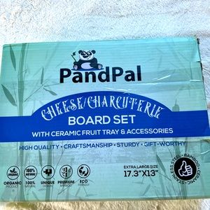 PandPal Cheese/Charcuterie Board Set With Ceramic Fruit Tray & Accessories